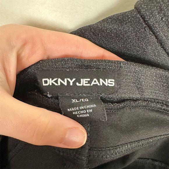 DKNY Jeans Leggings Women's XL Faux Leather Pockets Stretchy Fabric - Picture 8 of 11